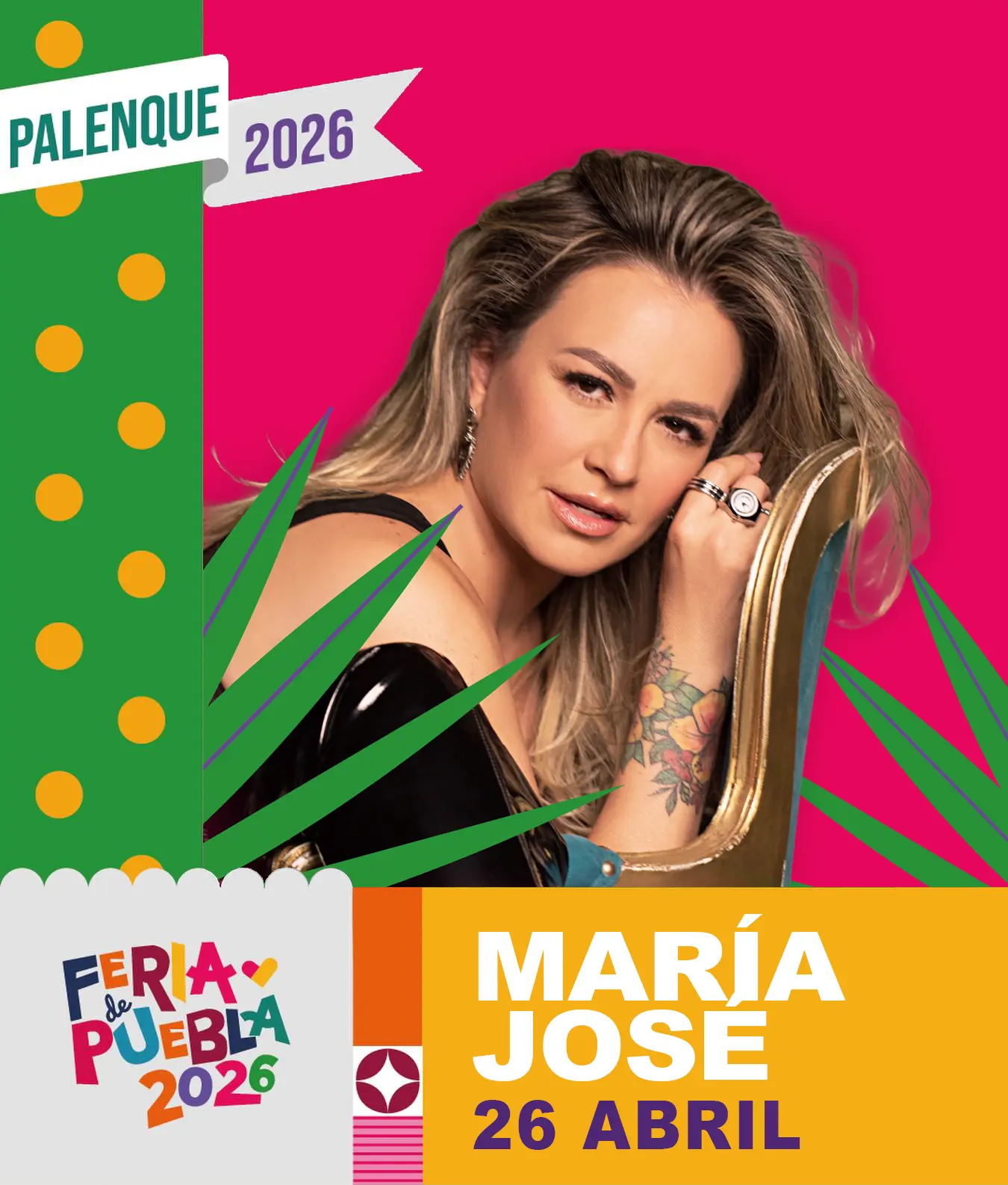 boletos María José palenque puebla 2026